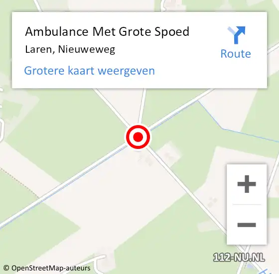 Locatie op kaart van de 112 melding: Ambulance Met Grote Spoed Naar Laren, Nieuweweg op 14 februari 2019 00:15