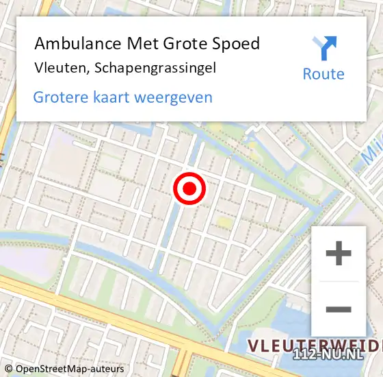Locatie op kaart van de 112 melding: Ambulance Met Grote Spoed Naar Vleuten, Schapengrassingel op 23 maart 2014 15:24