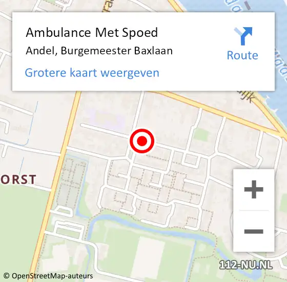 Locatie op kaart van de 112 melding: Ambulance Met Spoed Naar Andel, Burgemeester Baxlaan op 14 februari 2019 01:27