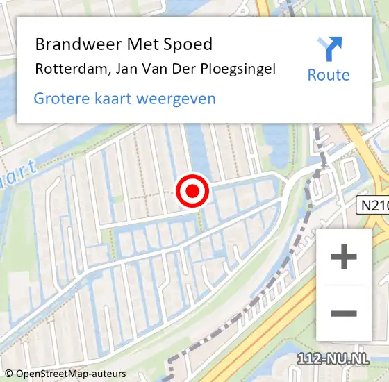 Locatie op kaart van de 112 melding: Brandweer Met Spoed Naar Rotterdam, Jan Van Der Ploegsingel op 14 februari 2019 03:34