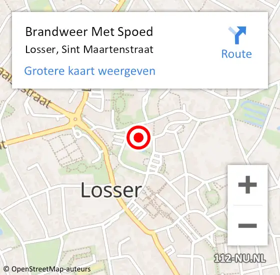 Locatie op kaart van de 112 melding: Brandweer Met Spoed Naar Losser, Sint Maartenstraat op 14 februari 2019 03:45