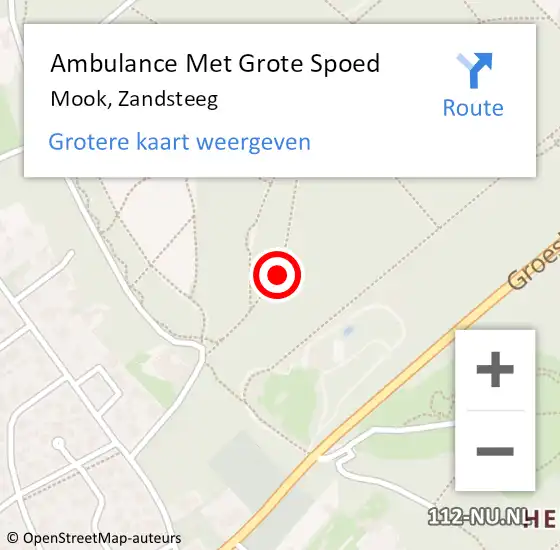 Locatie op kaart van de 112 melding: Ambulance Met Grote Spoed Naar Mook, Zandsteeg op 14 februari 2019 04:40