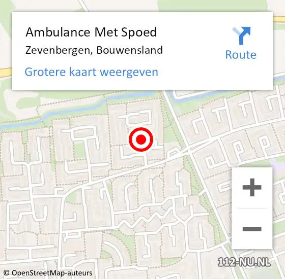 Locatie op kaart van de 112 melding: Ambulance Met Spoed Naar Zevenbergen, Bouwensland op 14 februari 2019 04:58