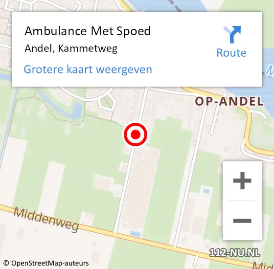 Locatie op kaart van de 112 melding: Ambulance Met Spoed Naar Andel, Kammetweg op 14 februari 2019 07:27