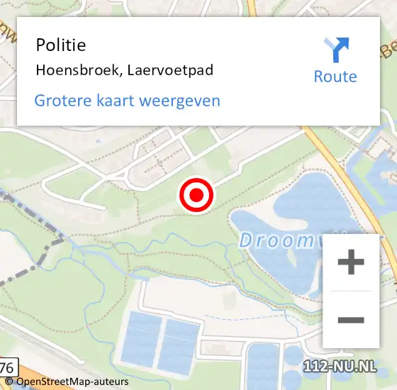 Locatie op kaart van de 112 melding: Politie Hoensbroek, Laervoetpad op 14 februari 2019 08:26