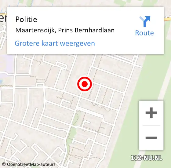 Locatie op kaart van de 112 melding: Politie Maartensdijk, Prins Bernhardlaan op 14 februari 2019 08:31