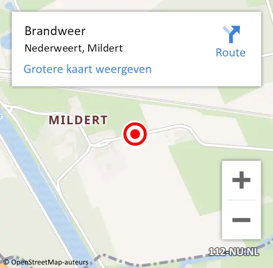 Locatie op kaart van de 112 melding: Brandweer Nederweert, Mildert op 14 februari 2019 08:41