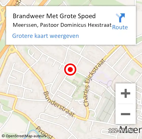 Locatie op kaart van de 112 melding: Brandweer Met Grote Spoed Naar Meerssen, Pastoor Dominicus Hexstraat op 14 februari 2019 09:02