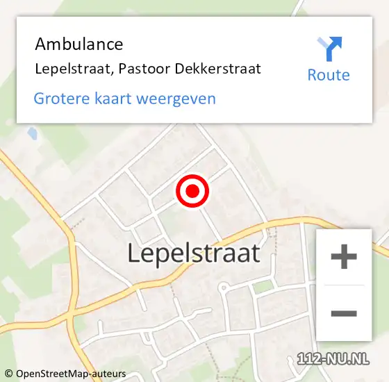 Locatie op kaart van de 112 melding: Ambulance Lepelstraat, Pastoor Dekkerstraat op 14 februari 2019 09:19