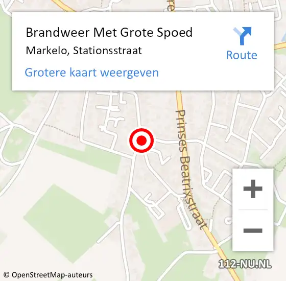 Locatie op kaart van de 112 melding: Brandweer Met Grote Spoed Naar Markelo, Stationsstraat op 14 februari 2019 09:38