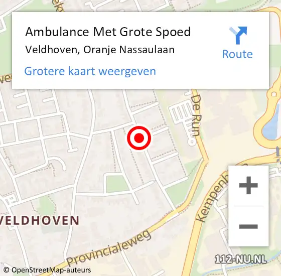 Locatie op kaart van de 112 melding: Ambulance Met Grote Spoed Naar Veldhoven, Oranje Nassaulaan op 14 februari 2019 10:12