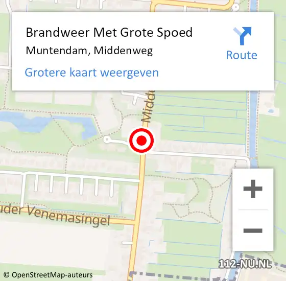 Locatie op kaart van de 112 melding: Brandweer Met Grote Spoed Naar Muntendam, Middenweg op 14 februari 2019 10:29