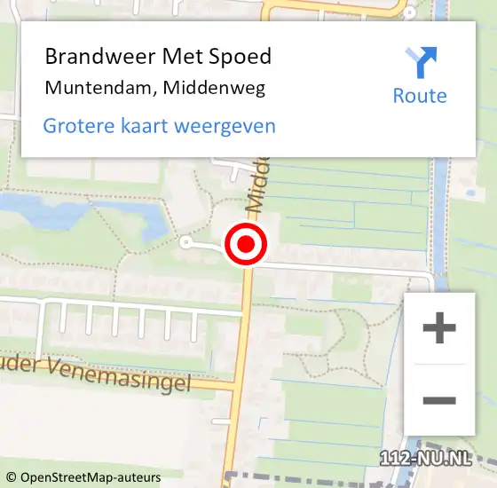 Locatie op kaart van de 112 melding: Brandweer Met Spoed Naar Muntendam, Middenweg op 14 februari 2019 10:33