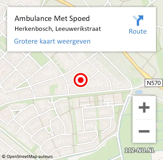 Locatie op kaart van de 112 melding: Ambulance Met Spoed Naar Herkenbosch, Leeuwerikstraat op 14 februari 2019 10:47
