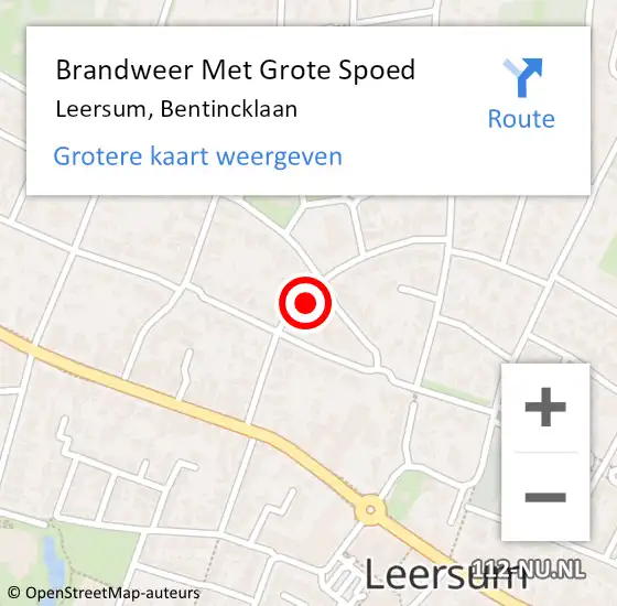 Locatie op kaart van de 112 melding: Brandweer Met Grote Spoed Naar Leersum, Bentincklaan op 23 maart 2014 16:06