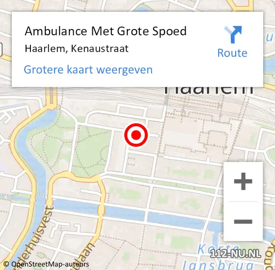 Locatie op kaart van de 112 melding: Ambulance Met Grote Spoed Naar Haarlem, Kenaustraat op 14 februari 2019 11:20