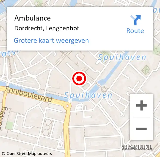 Locatie op kaart van de 112 melding: Ambulance Dordrecht, Lenghenhof op 14 februari 2019 11:33