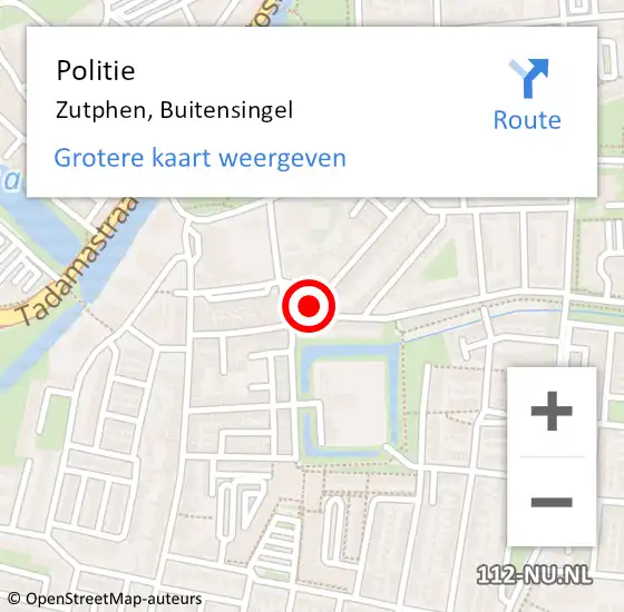 Locatie op kaart van de 112 melding: Politie Zutphen, Buitensingel op 14 februari 2019 12:41