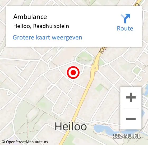 Locatie op kaart van de 112 melding: Ambulance Heiloo, Raadhuisplein op 14 februari 2019 13:06