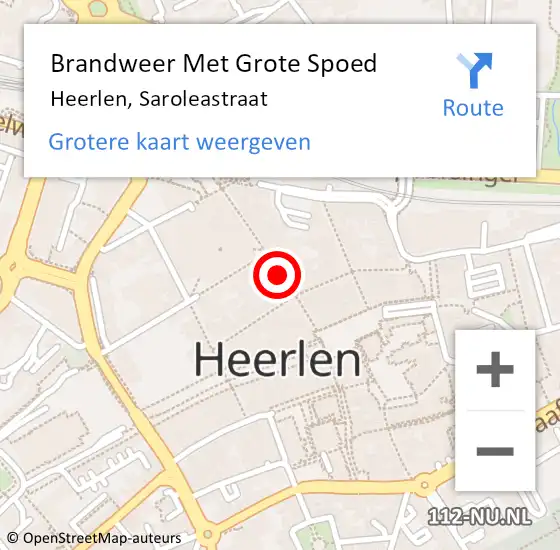 Locatie op kaart van de 112 melding: Brandweer Met Grote Spoed Naar Heerlen, Saroleastraat op 14 februari 2019 13:27