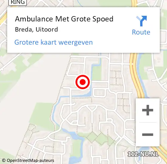 Locatie op kaart van de 112 melding: Ambulance Met Grote Spoed Naar Breda, Uitoord op 14 februari 2019 13:47