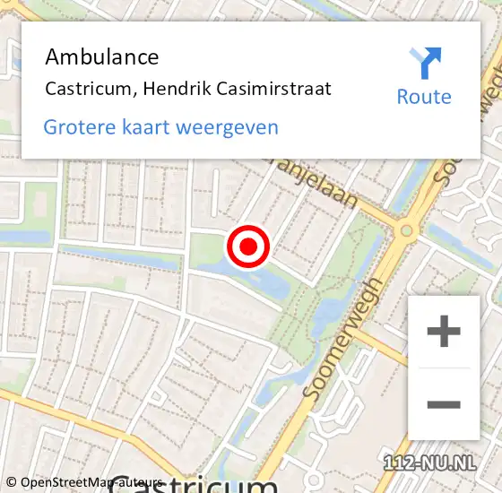 Locatie op kaart van de 112 melding: Ambulance Castricum, Hendrik Casimirstraat op 14 februari 2019 13:52