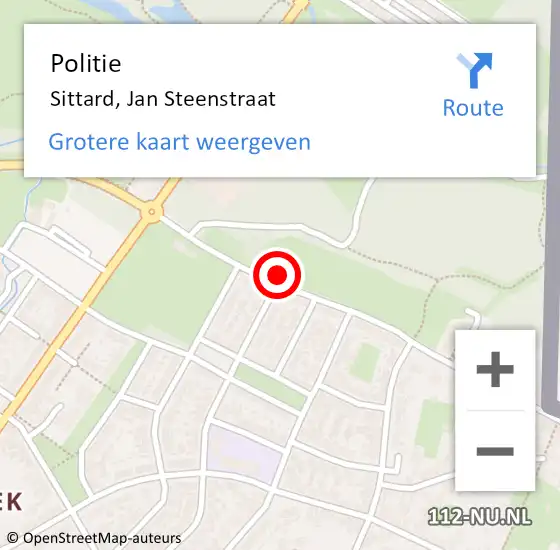 Locatie op kaart van de 112 melding: Politie Sittard, Jan Steenstraat op 14 februari 2019 14:28