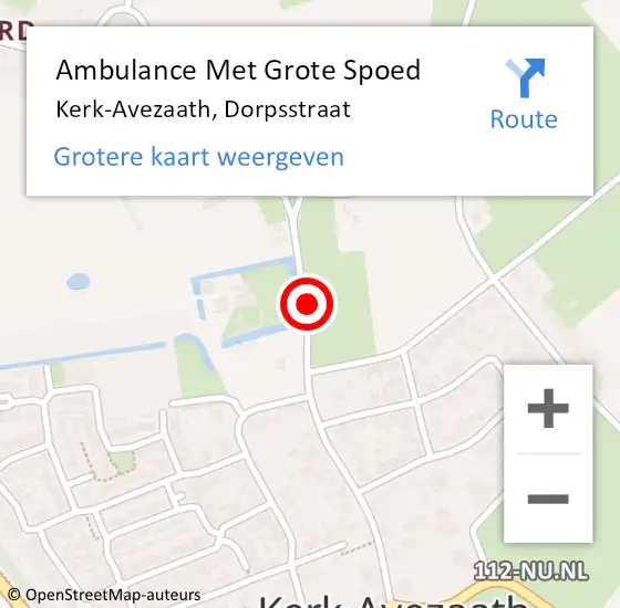 Locatie op kaart van de 112 melding: Ambulance Met Grote Spoed Naar Kerk-Avezaath, Dorpsstraat op 14 februari 2019 14:30