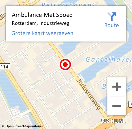 Locatie op kaart van de 112 melding: Ambulance Met Spoed Naar Rotterdam, Industrieweg op 14 februari 2019 15:37