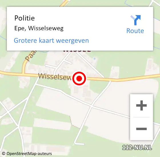 Locatie op kaart van de 112 melding: Politie Epe, Wisselseweg op 14 februari 2019 15:43
