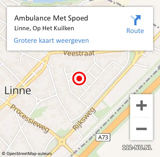 Locatie op kaart van de 112 melding: Ambulance Met Spoed Naar Linne, Op Het Kuilken op 14 februari 2019 15:48