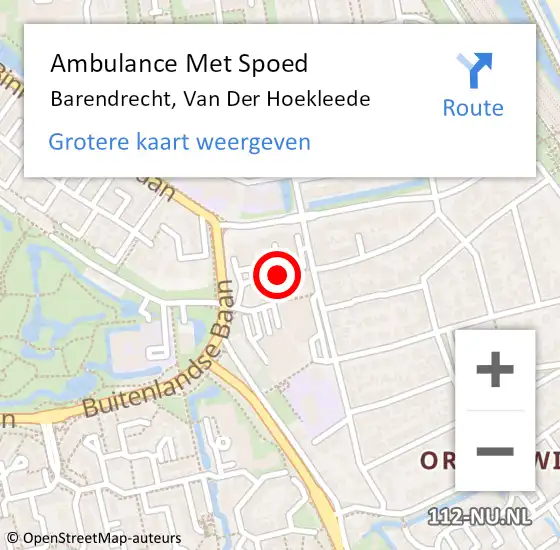 Locatie op kaart van de 112 melding: Ambulance Met Spoed Naar Barendrecht, A15 Re op 14 februari 2019 15:54