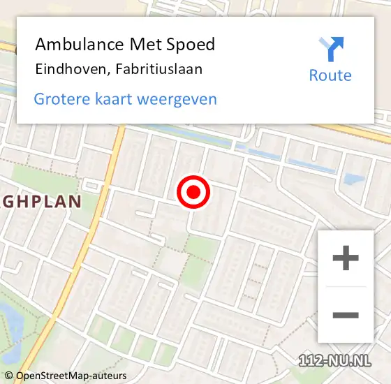 Locatie op kaart van de 112 melding: Ambulance Met Spoed Naar Eindhoven, Fabritiuslaan op 14 februari 2019 16:05