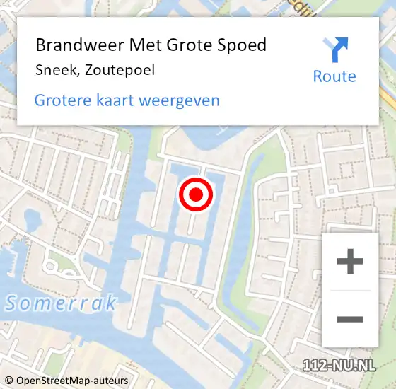 Locatie op kaart van de 112 melding: Brandweer Met Grote Spoed Naar Sneek, Zoutepoel op 14 februari 2019 16:36