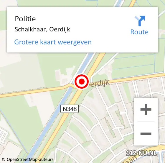 Locatie op kaart van de 112 melding: Politie Schalkhaar, Oerdijk op 14 februari 2019 16:51