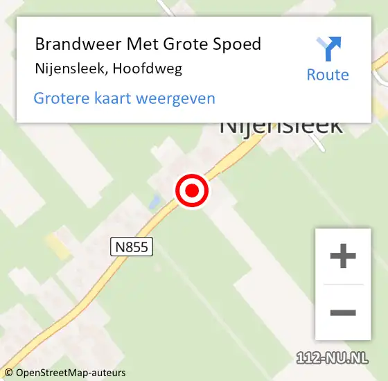 Locatie op kaart van de 112 melding: Brandweer Met Grote Spoed Naar Nijensleek, Hoofdweg op 14 februari 2019 16:57