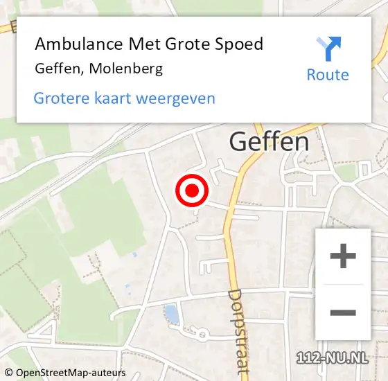 Locatie op kaart van de 112 melding: Ambulance Met Grote Spoed Naar Geffen, Molenberg op 14 februari 2019 17:09