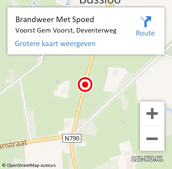 Locatie op kaart van de 112 melding: Brandweer Met Spoed Naar Voorst Gem Voorst, Deventerweg op 23 maart 2014 16:55