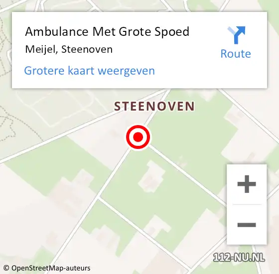 Locatie op kaart van de 112 melding: Ambulance Met Grote Spoed Naar Meijel, Steenoven op 14 februari 2019 18:10