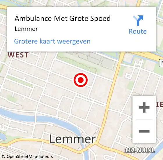 Locatie op kaart van de 112 melding: Ambulance Met Grote Spoed Naar Lemmer op 14 februari 2019 18:15