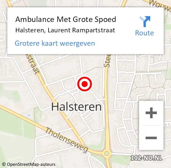 Locatie op kaart van de 112 melding: Ambulance Met Grote Spoed Naar Halsteren, Laurent Rampartstraat op 14 februari 2019 18:31