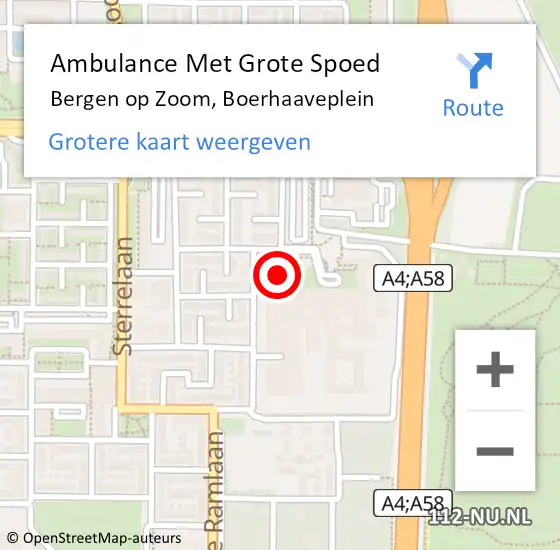 Locatie op kaart van de 112 melding: Ambulance Met Grote Spoed Naar Bergen op Zoom, Boerhaaveplein op 14 februari 2019 18:42