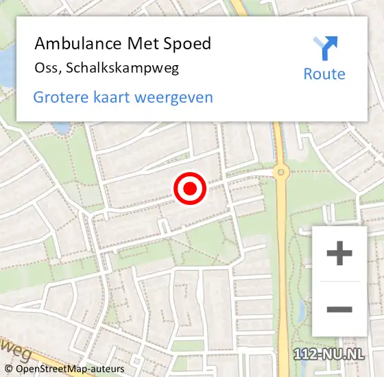 Locatie op kaart van de 112 melding: Ambulance Met Spoed Naar Oss, Schalkskampweg op 14 februari 2019 18:45