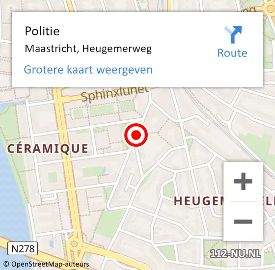 Locatie op kaart van de 112 melding: Politie Maastricht, Heugemerweg op 14 februari 2019 18:53