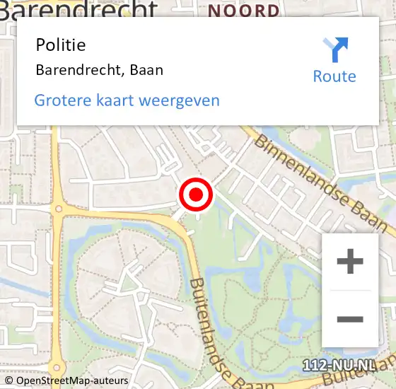 Locatie op kaart van de 112 melding: Politie Barendrecht, Baan op 14 februari 2019 19:27