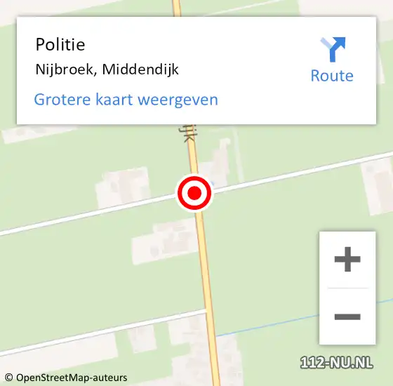 Locatie op kaart van de 112 melding: Politie Nijbroek, Middendijk op 14 februari 2019 20:34