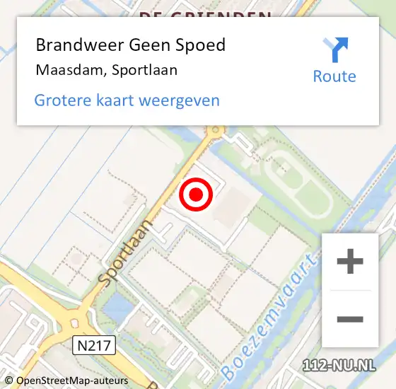 Locatie op kaart van de 112 melding: Brandweer Geen Spoed Naar Maasdam, Sportlaan op 14 februari 2019 20:54