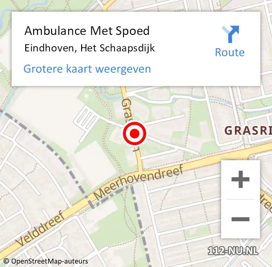 Locatie op kaart van de 112 melding: Ambulance Met Spoed Naar Eindhoven, Het Schaapsdijk op 14 februari 2019 21:05