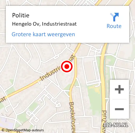 Locatie op kaart van de 112 melding: Politie Hengelo Ov, Industriestraat op 14 februari 2019 21:42