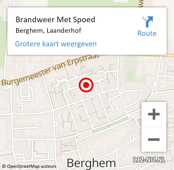 Locatie op kaart van de 112 melding: Brandweer Met Spoed Naar Berghem, Laanderhof op 14 februari 2019 23:16